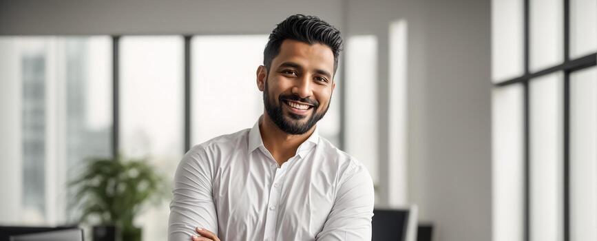 ai-generated-portrait-of-an-arab-male-businessman-in-the-office-photo